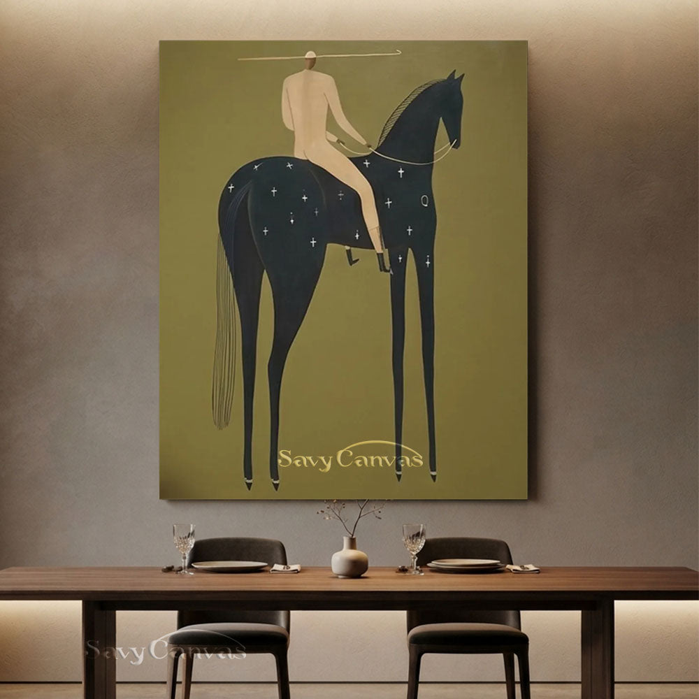 Minimalist Western Equestrian Modernist Oil Painting #SS 256