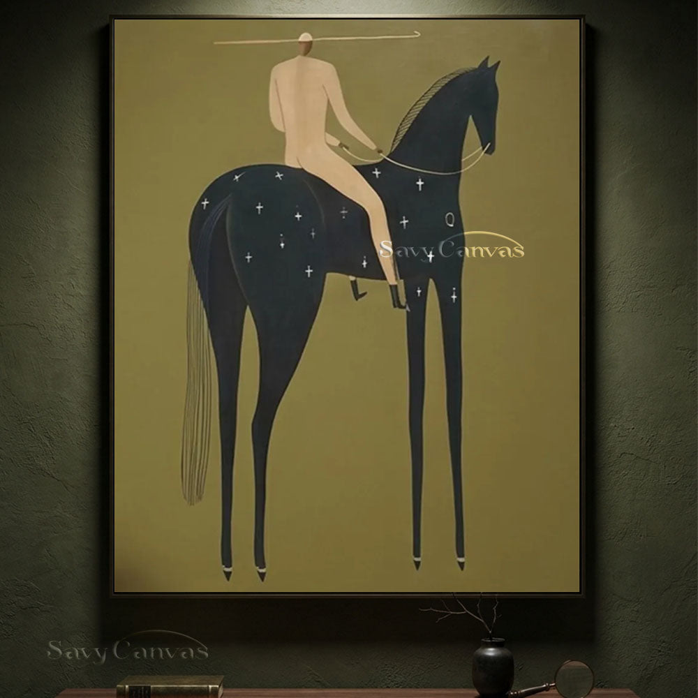 Minimalist Western Equestrian Modernist Oil Painting #SS 256