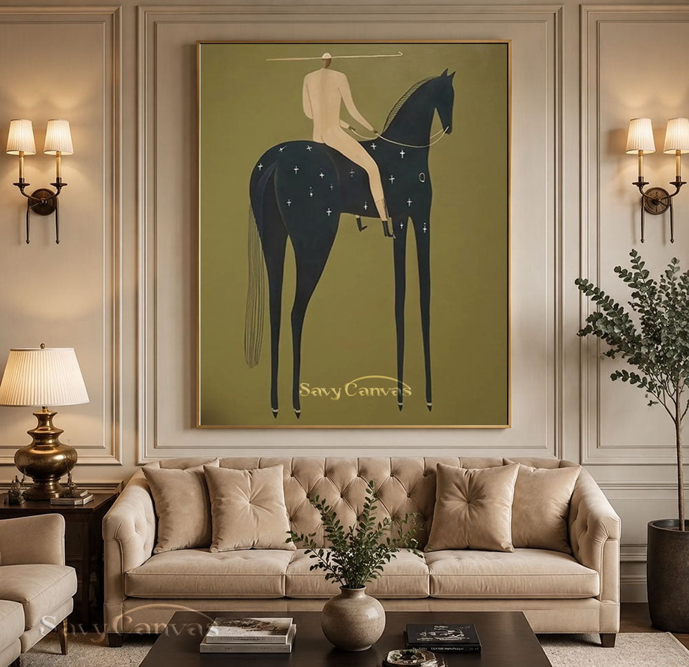 Minimalist Western Equestrian Modernist Oil Painting #SS 256