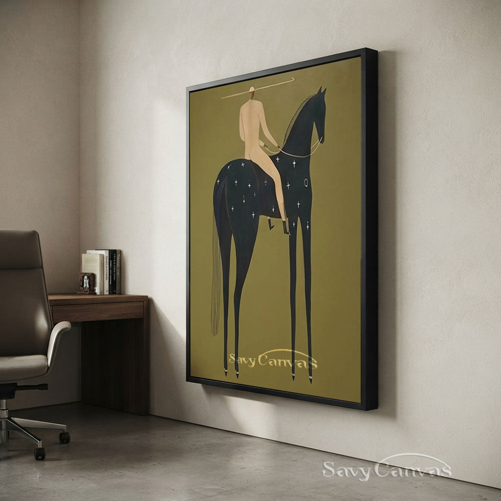 Minimalist Western Equestrian Modernist Oil Painting #SS 256