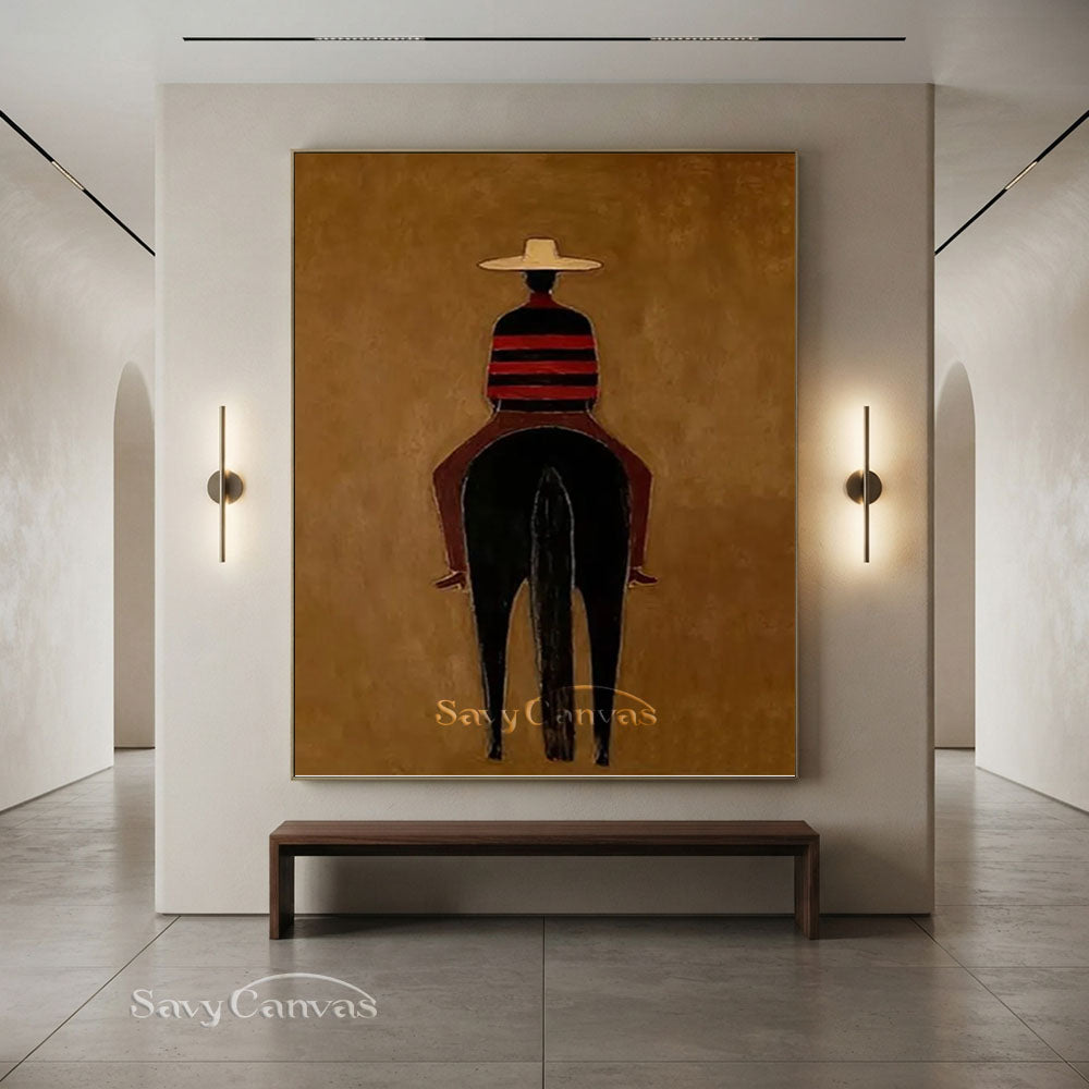 Western Retro Style Cowboy & Horse Canvas Art #SS 257