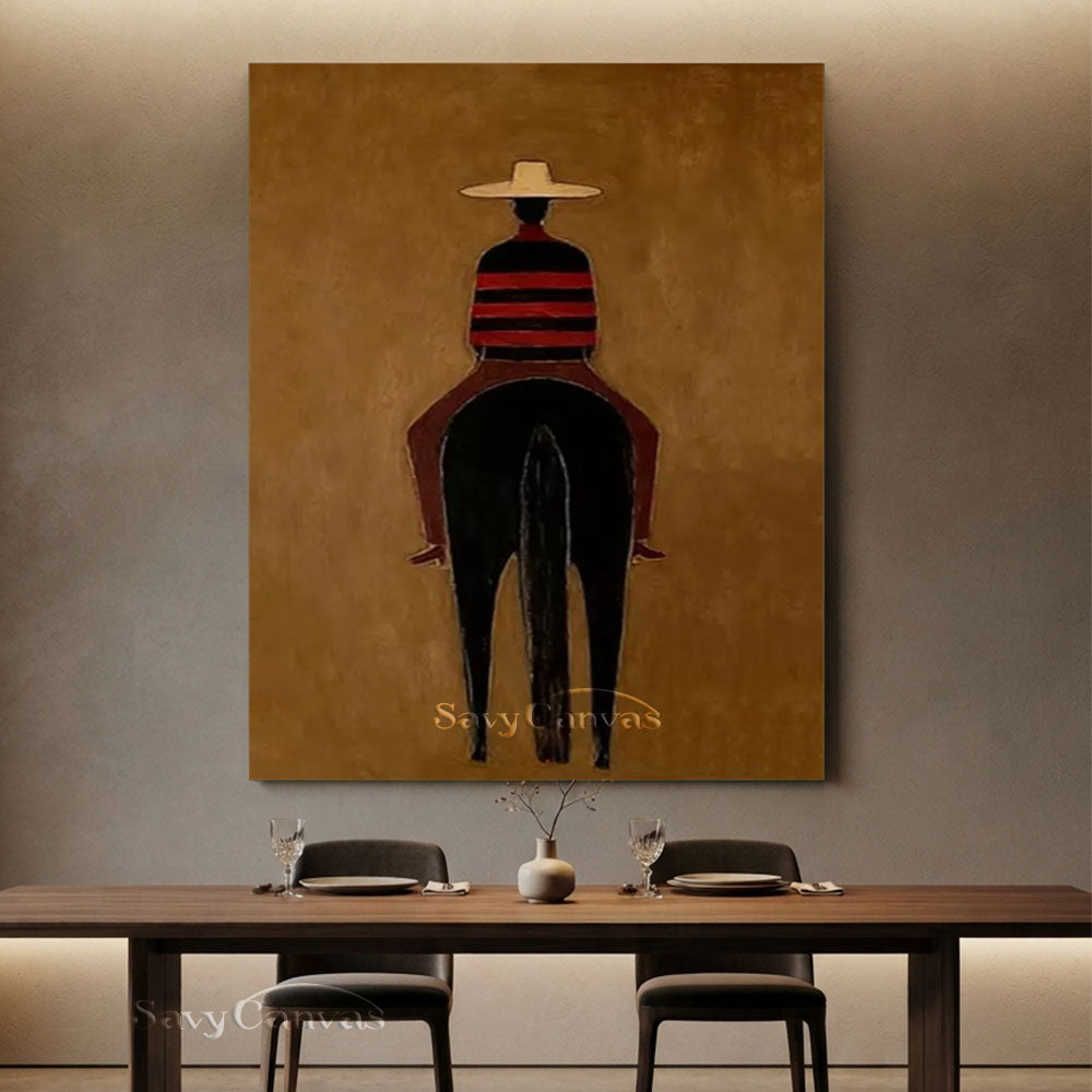 Western Retro Style Cowboy & Horse Canvas Art #SS 257