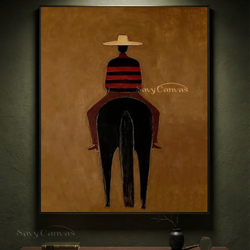 Western Retro Style Cowboy & Horse Canvas Art #SS 257