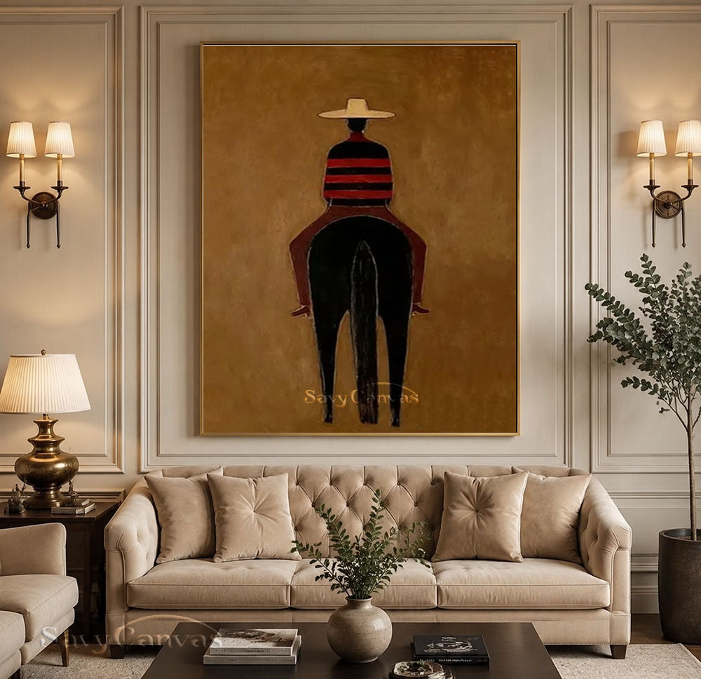 Western Retro Style Cowboy & Horse Canvas Art #SS 257