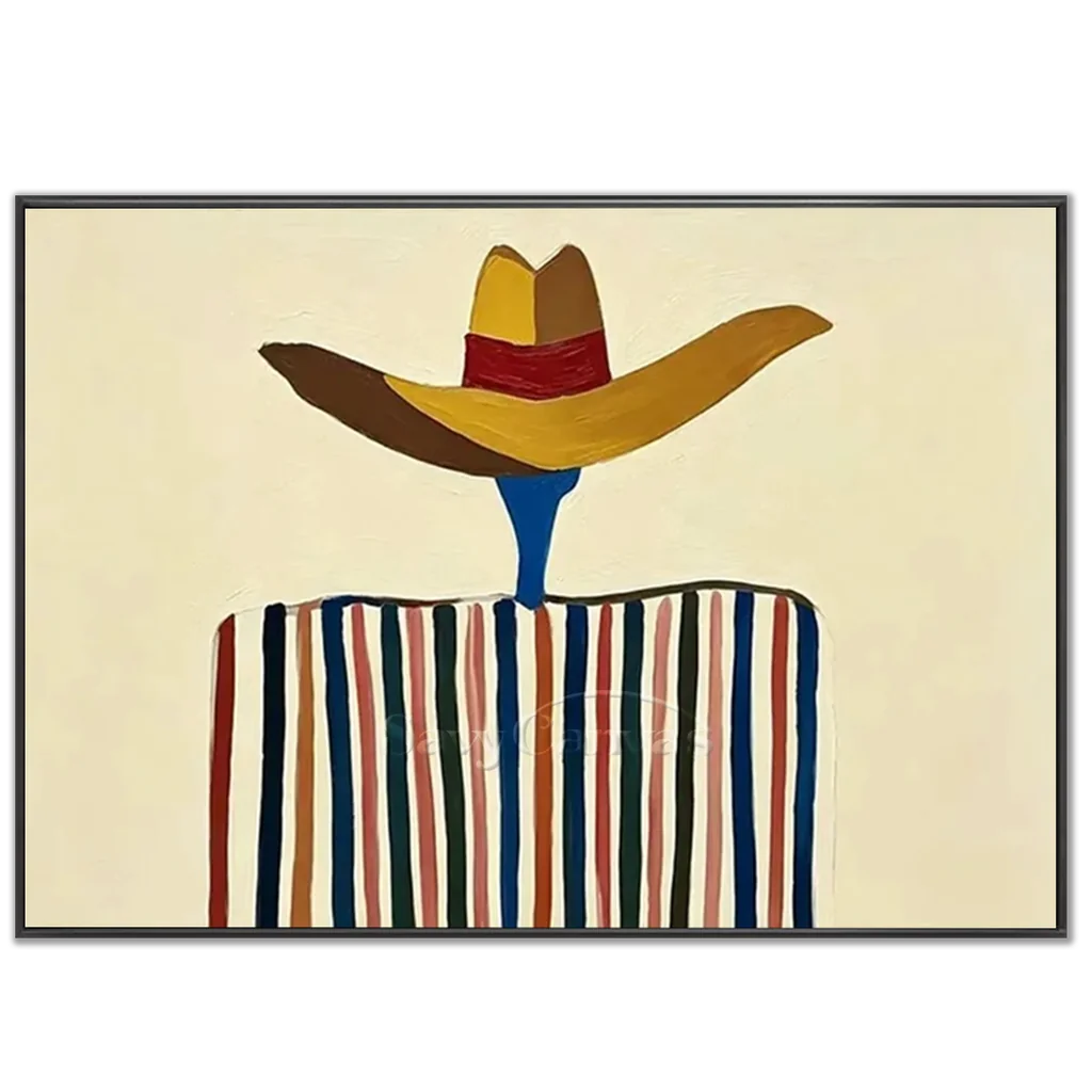 Striped Poncho Cowboy Oil Painting #SS 369
