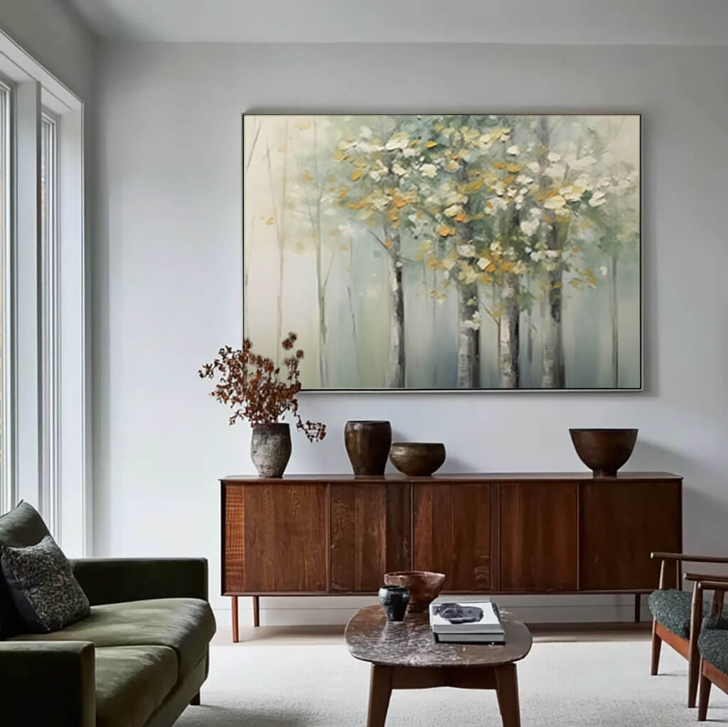 Abstract Birch Tree Forest Painting | Modern Landscape Wall Art #AA 023