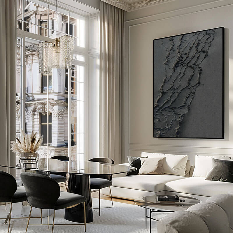 Textured 3D Black Abstract Art | Minimalist Wall Decor #AA 026