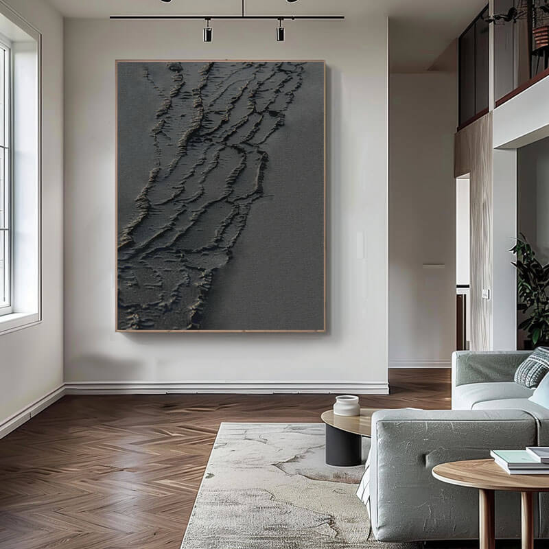 Textured 3D Black Abstract Art | Minimalist Wall Decor #AA 026