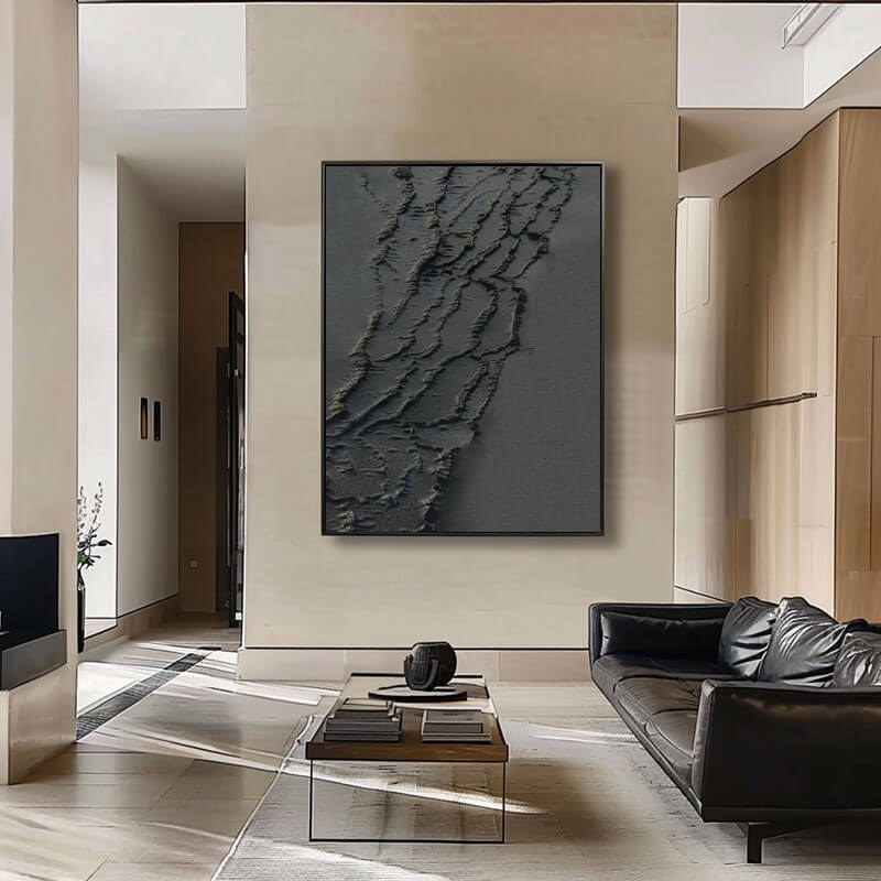 Textured 3D Black Abstract Art | Minimalist Wall Decor #AA 026