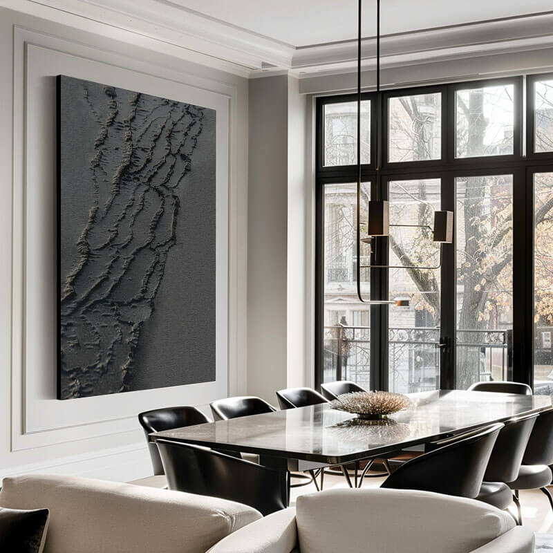 Textured 3D Black Abstract Art | Minimalist Wall Decor #AA 026