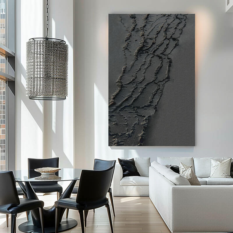 Textured 3D Black Abstract Art | Minimalist Wall Decor #AA 026