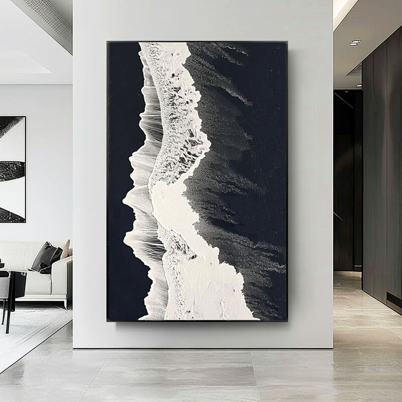 Minimalist Black & White Beach Art | Modern Coastal Decor #AA 024