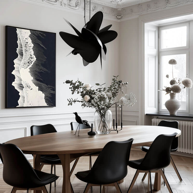 Minimalist Black & White Beach Art | Modern Coastal Decor #AA 024