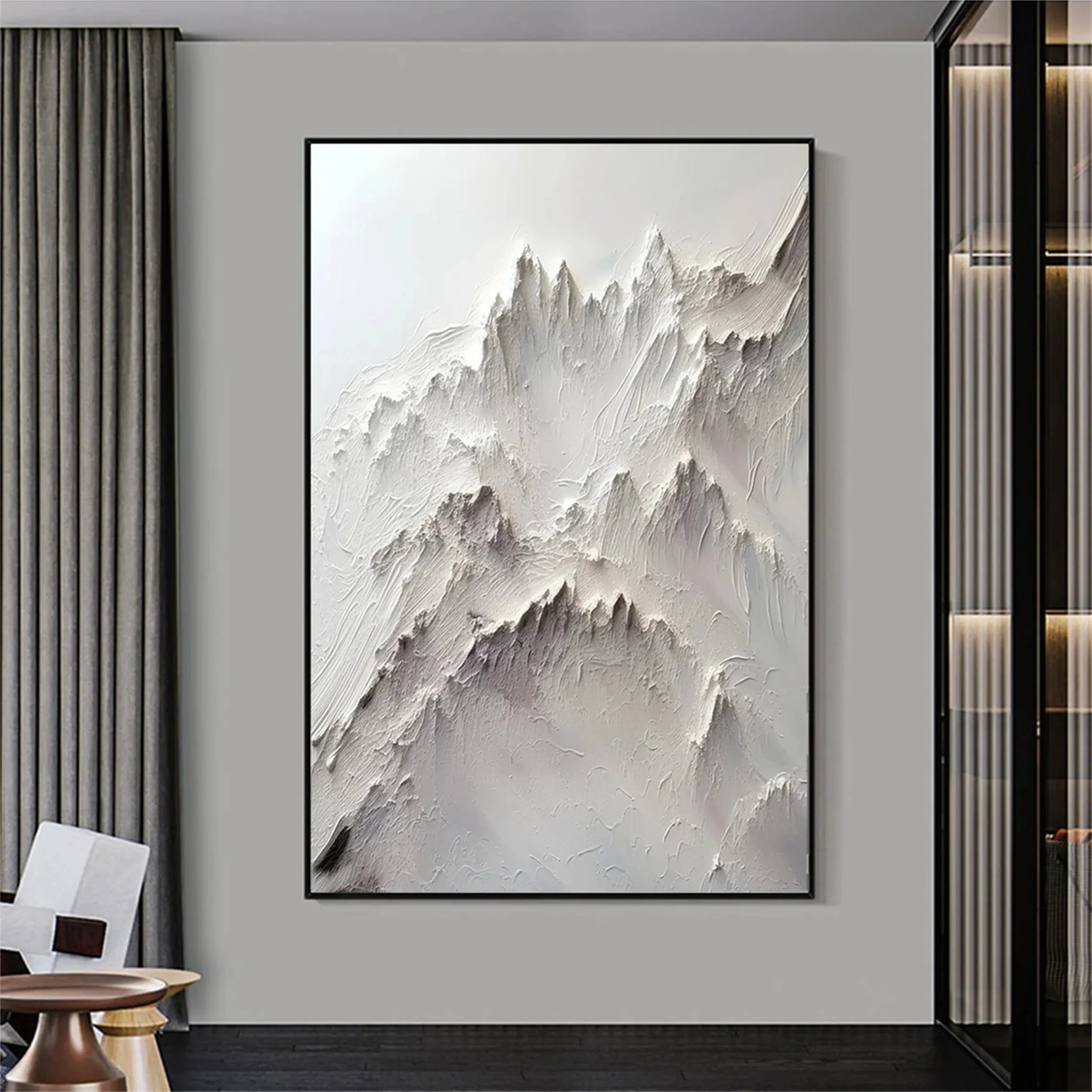 White Impasto Abstract Landscape - Modern Nordic Style Wall Decor #JJ 359