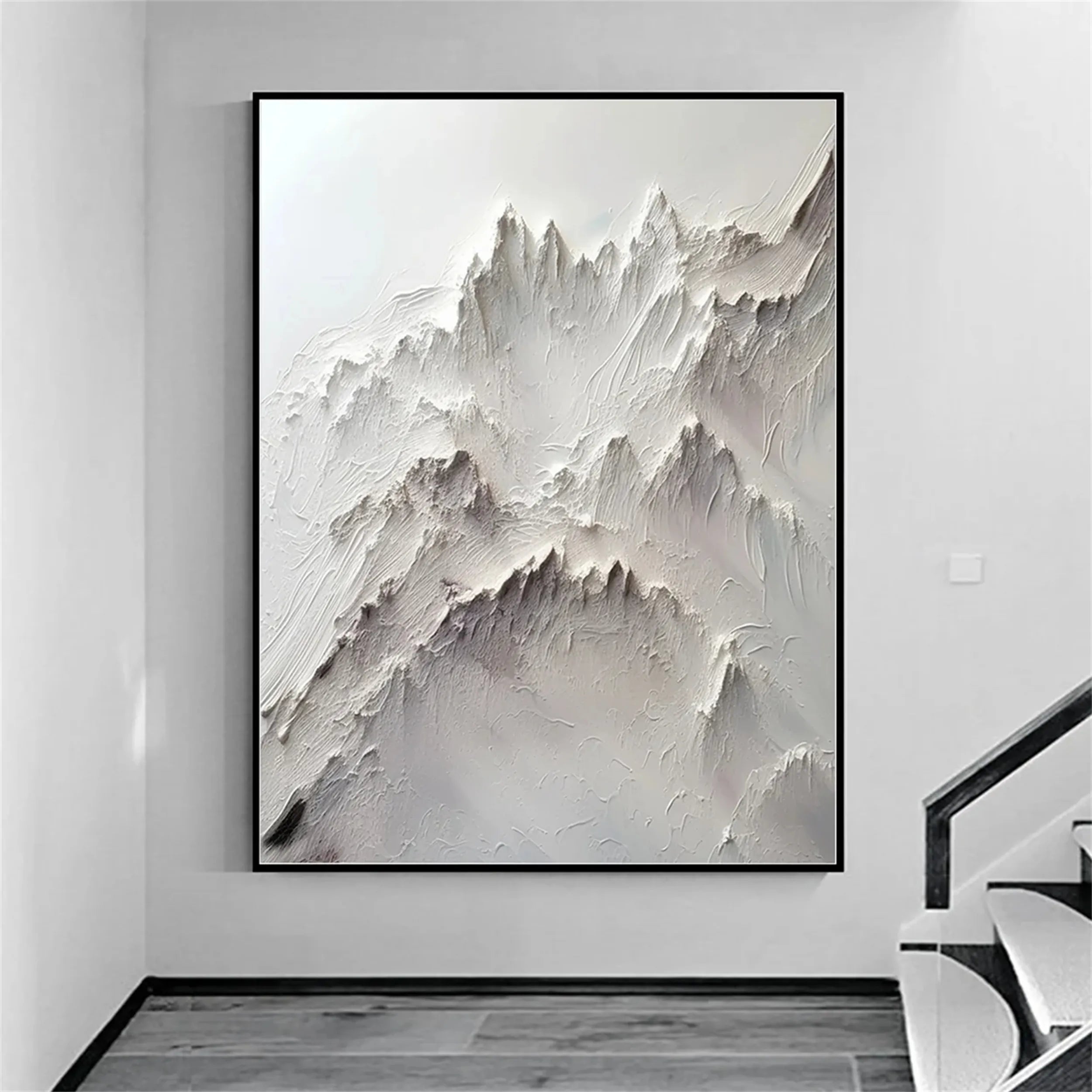White Impasto Abstract Landscape - Modern Nordic Style Wall Decor #JJ 359