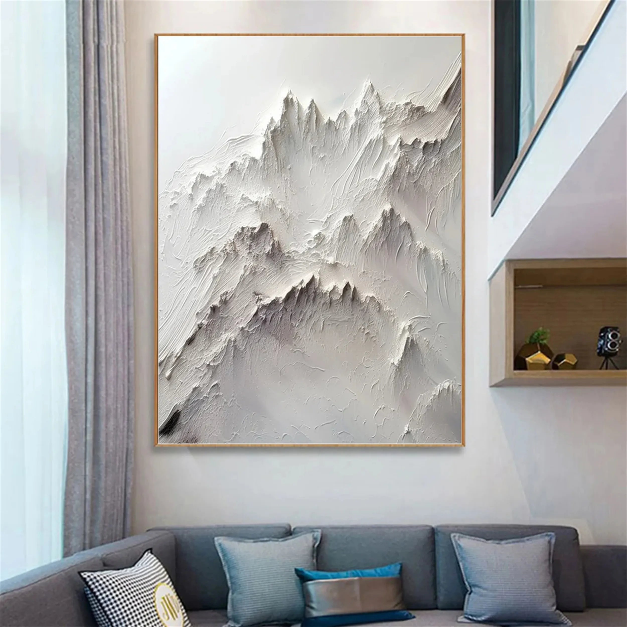 White Impasto Abstract Landscape - Modern Nordic Style Wall Decor #JJ 359