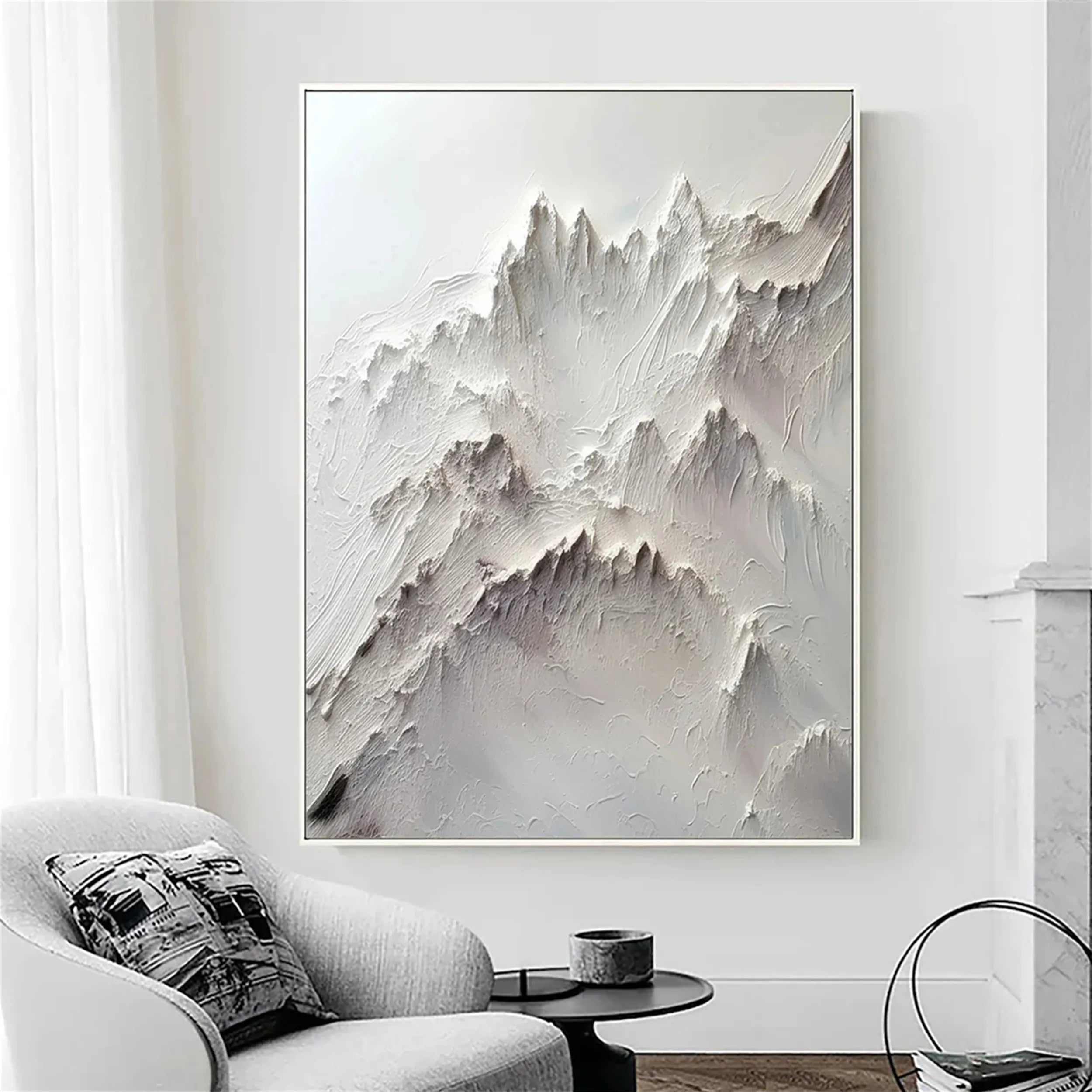 White Impasto Abstract Landscape - Modern Nordic Style Wall Decor #JJ 359