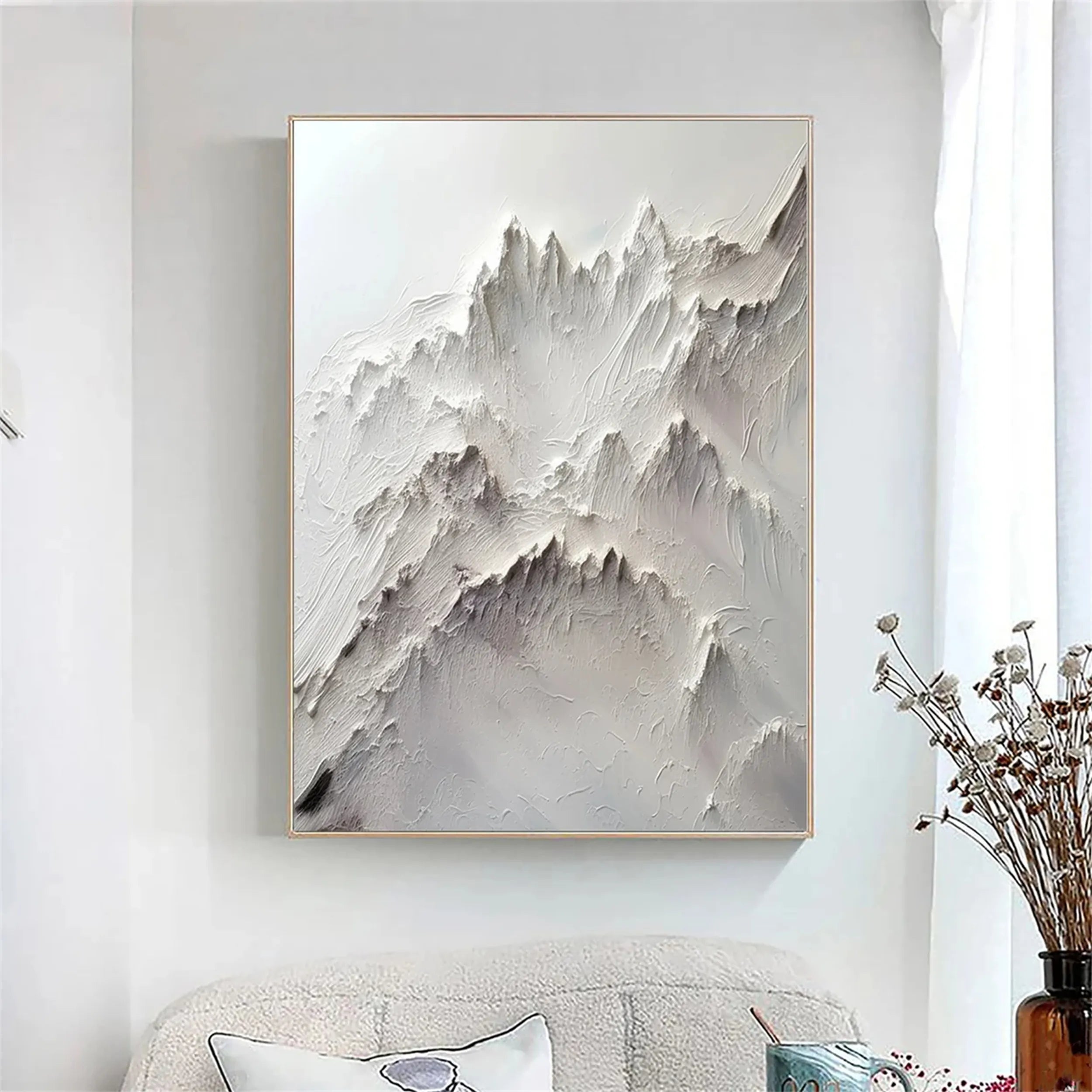 White Impasto Abstract Landscape - Modern Nordic Style Wall Decor #JJ 359
