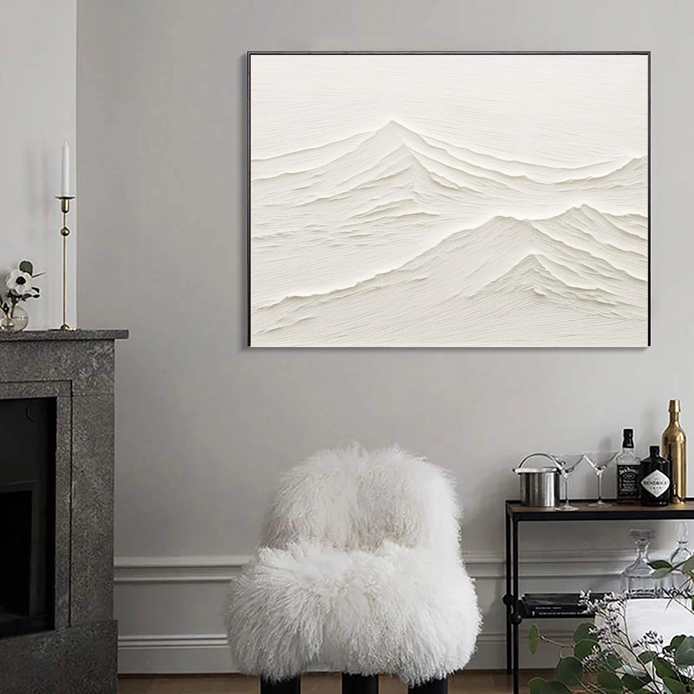 Abstract White Winter Landscape - Textured Contemporary Painting #JJ 367