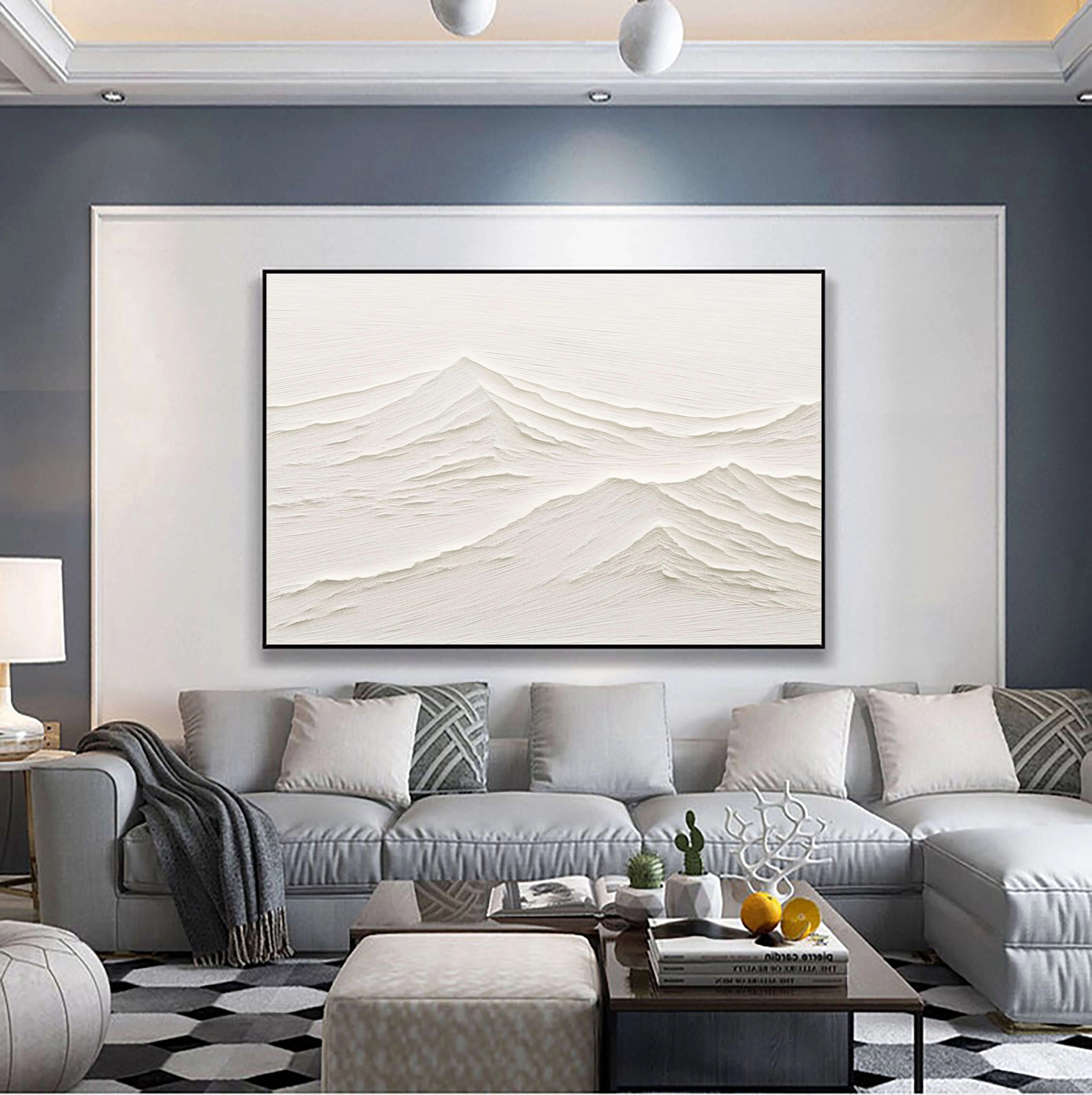 Abstract White Winter Landscape - Textured Contemporary Painting #JJ 367