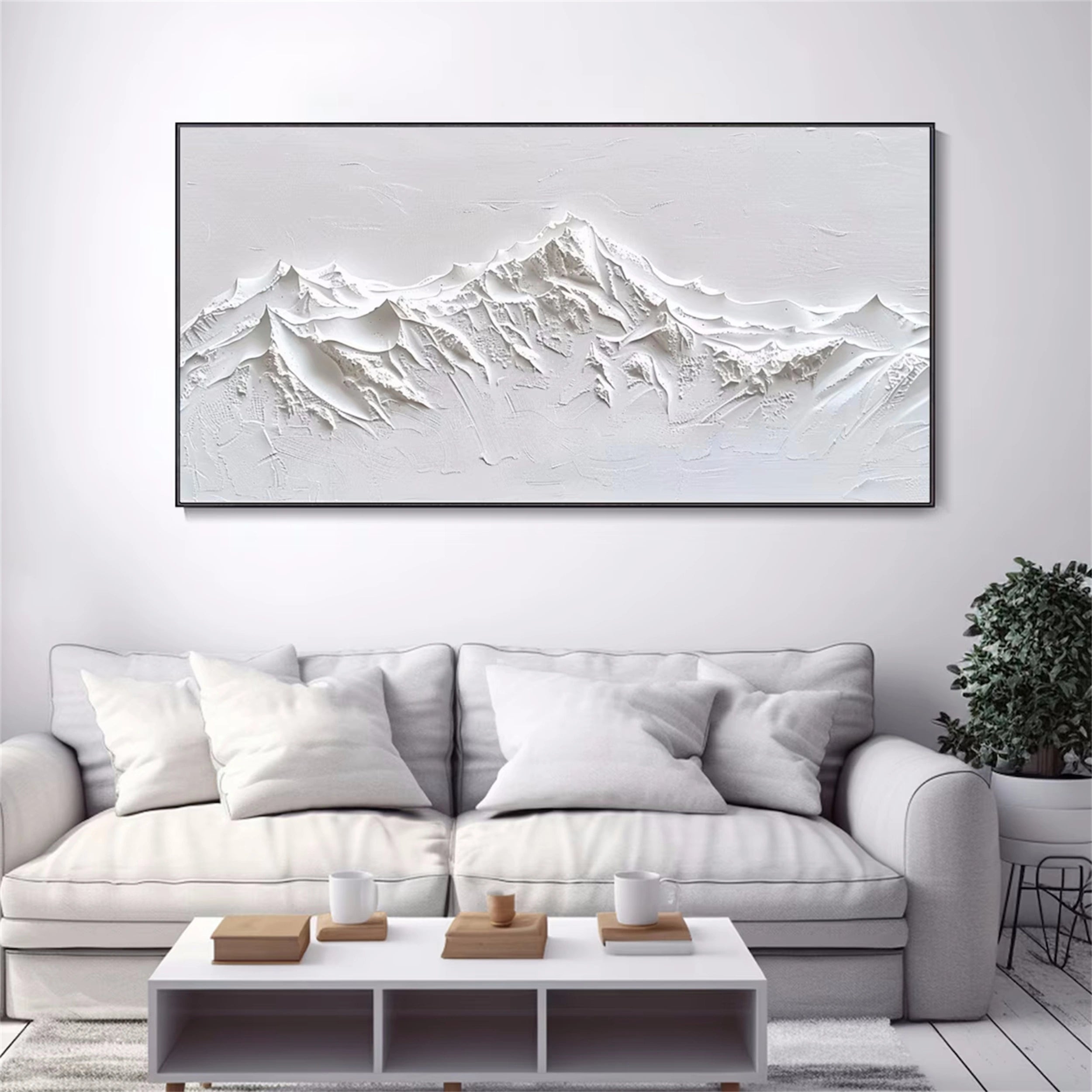 3D Mountain Wall Art | Handmade Canvas for Interior Design #JJ 402