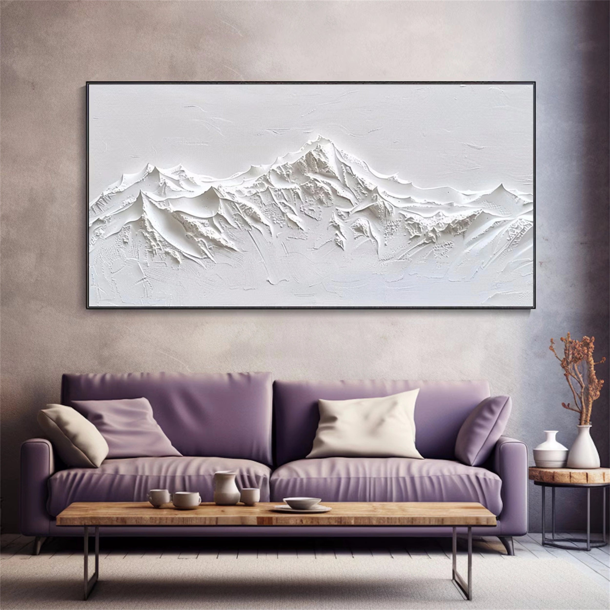 3D Mountain Wall Art | Handmade Canvas for Interior Design #JJ 402