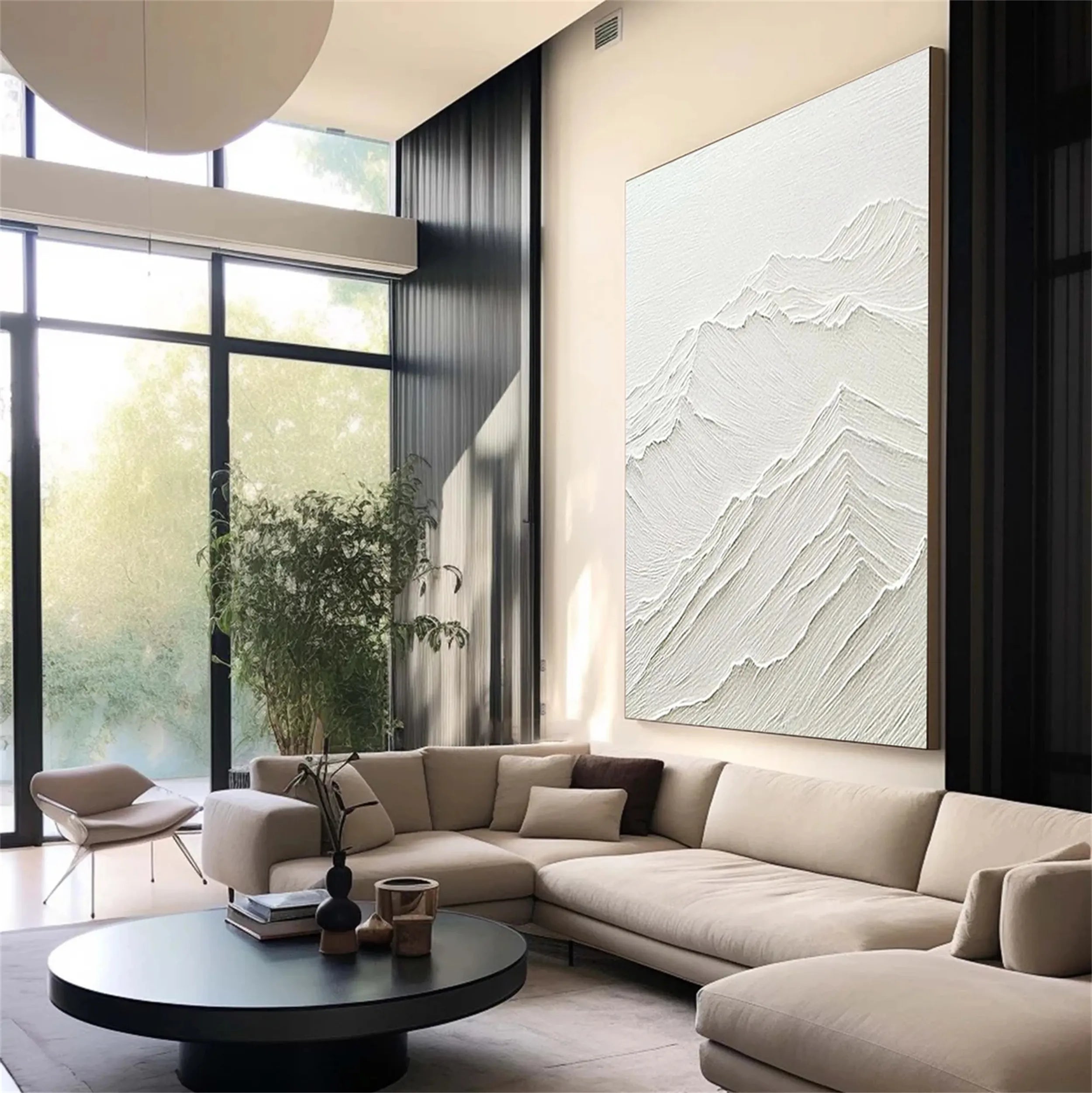 Minimalist 3D Wall Art – Beige Mountain Abstract Canvas #JJ 423