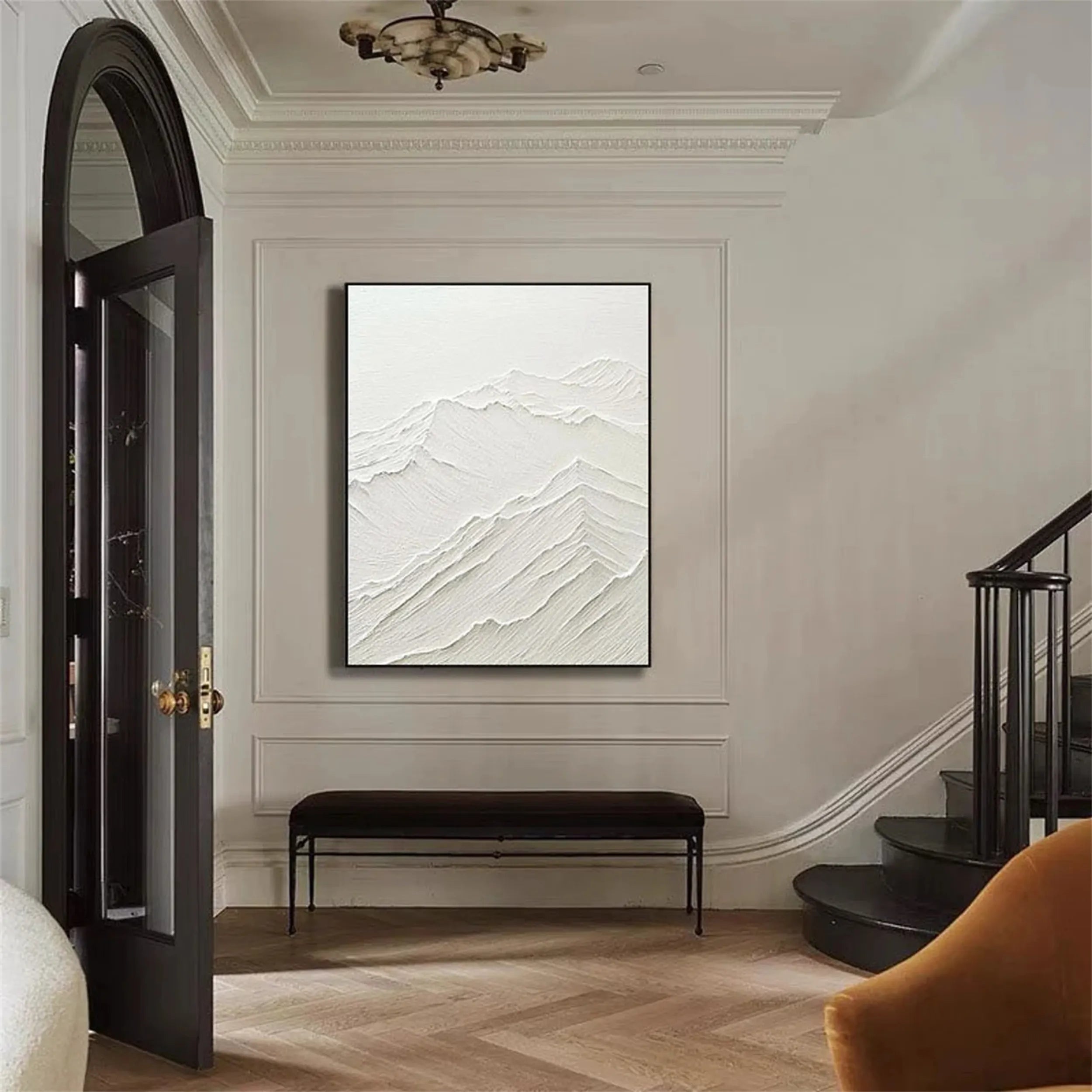 Minimalist 3D Wall Art – Beige Mountain Abstract Canvas #JJ 423