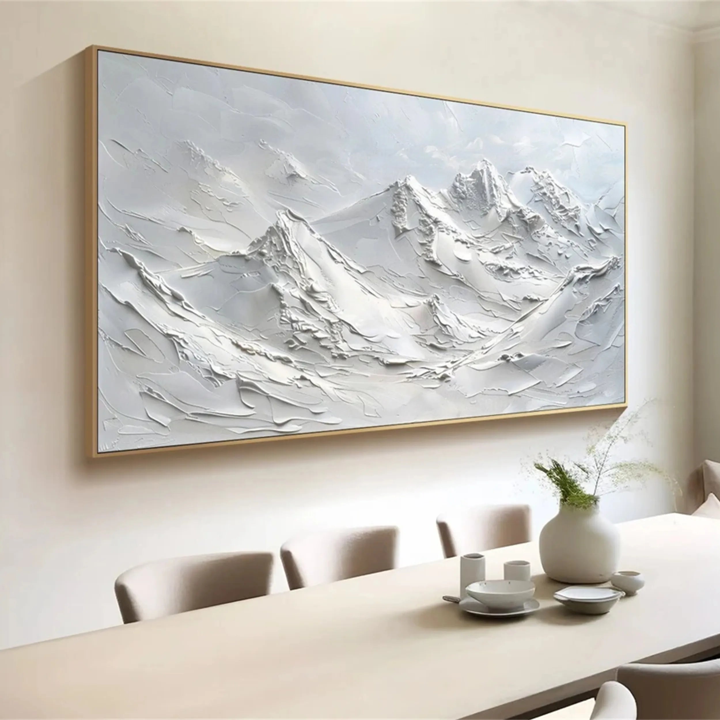 Textured Icy Mountain Art - Modern Minimalist Mountain #JJ 382