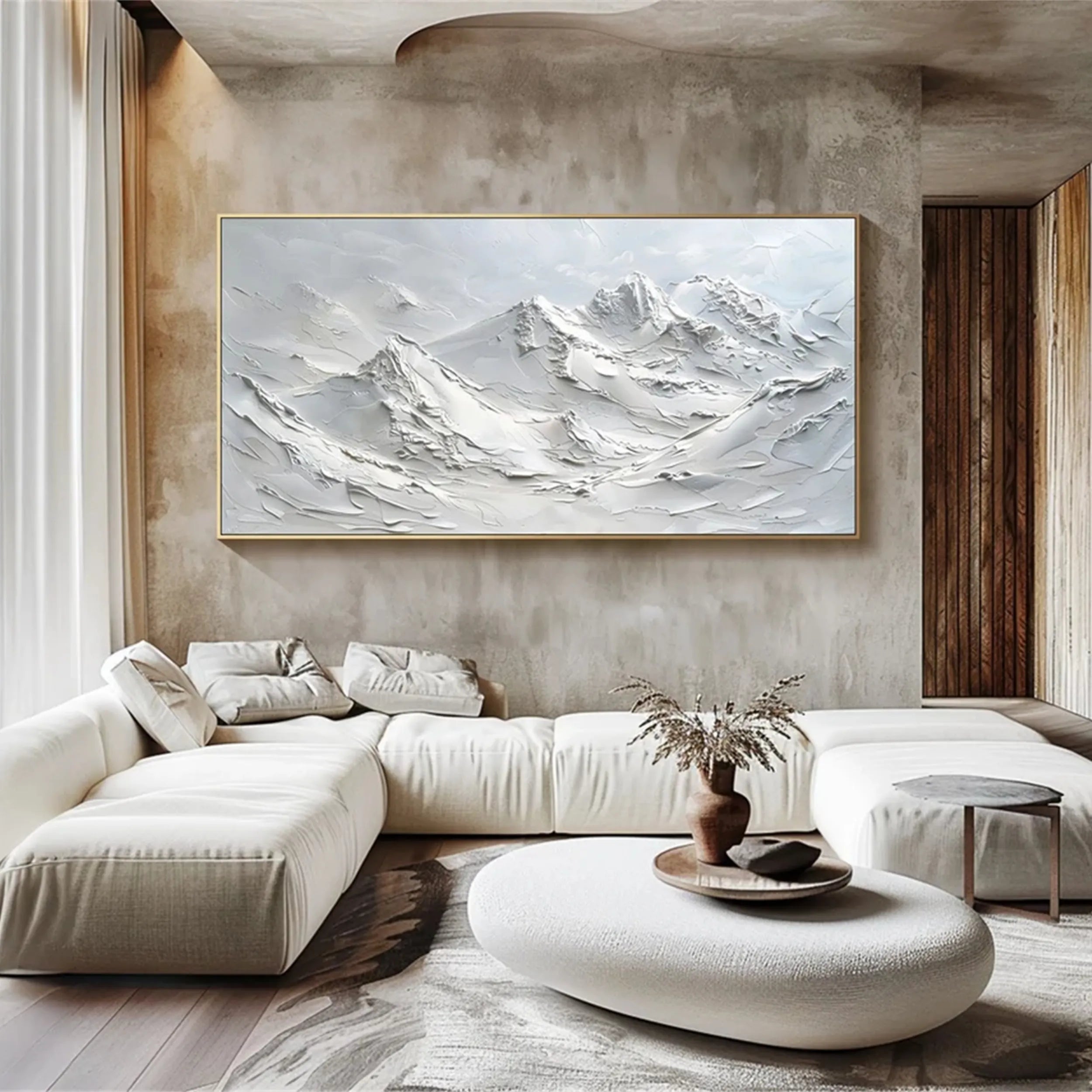 Textured Icy Mountain Art - Modern Minimalist Mountain #JJ 382