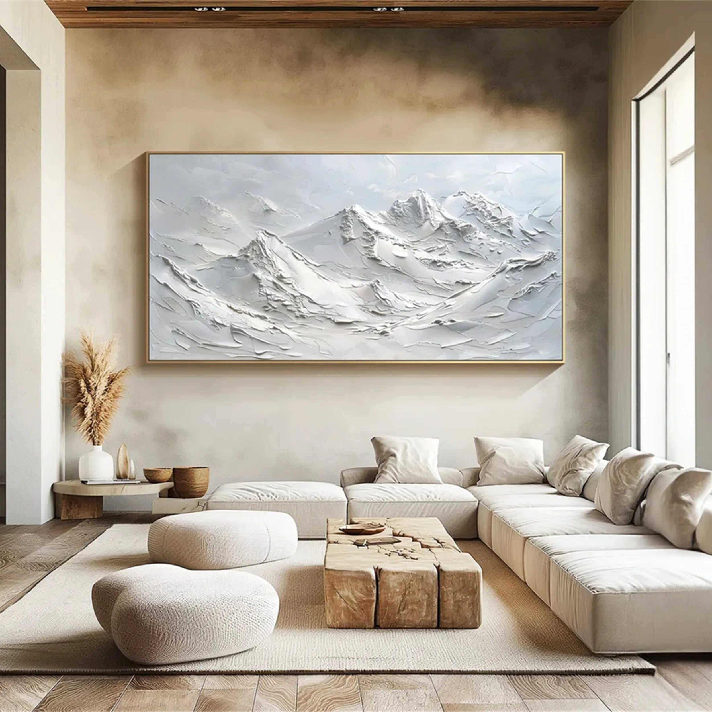 Textured Icy Mountain Art - Modern Minimalist Mountain #JJ 382