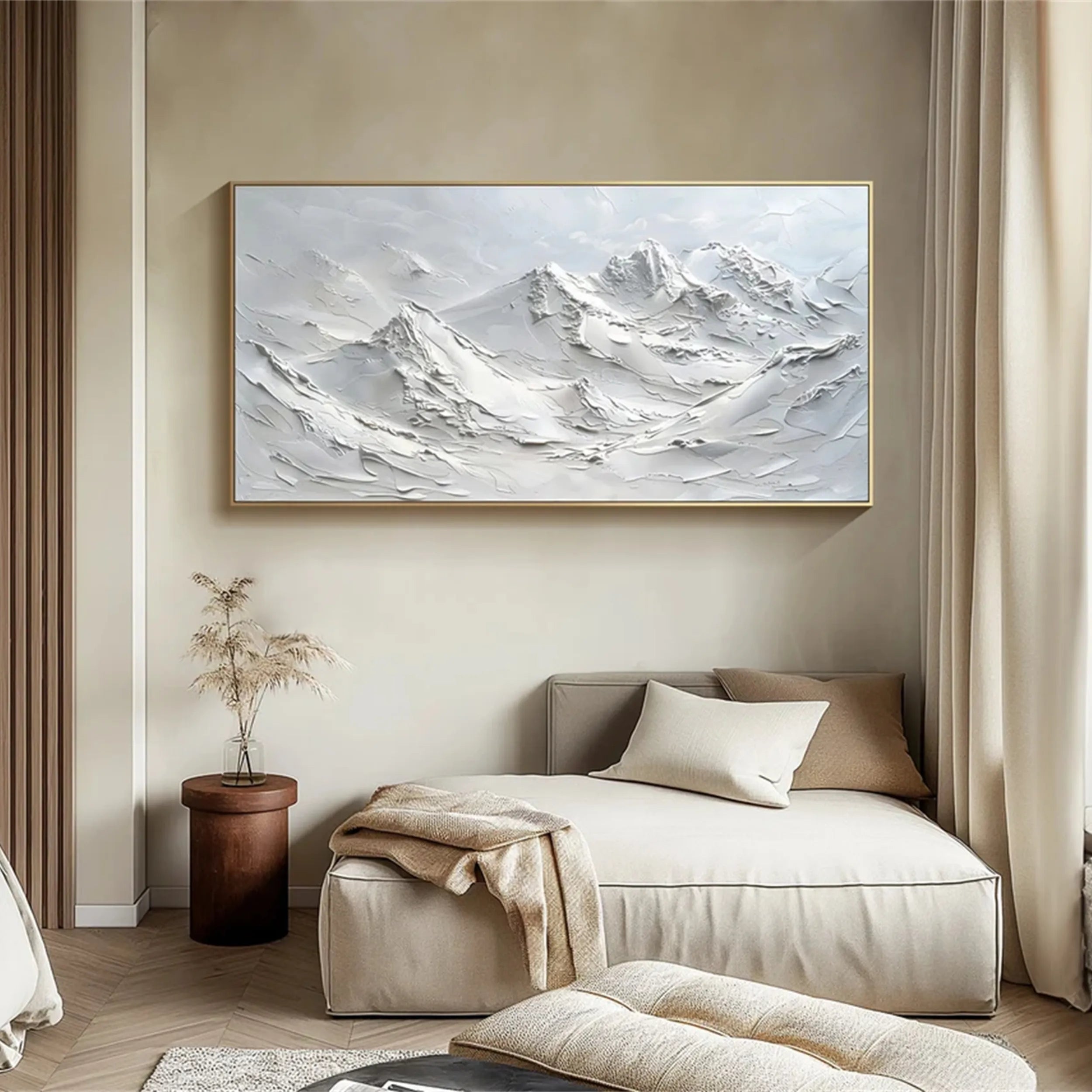Textured Icy Mountain Art - Modern Minimalist Mountain #JJ 382