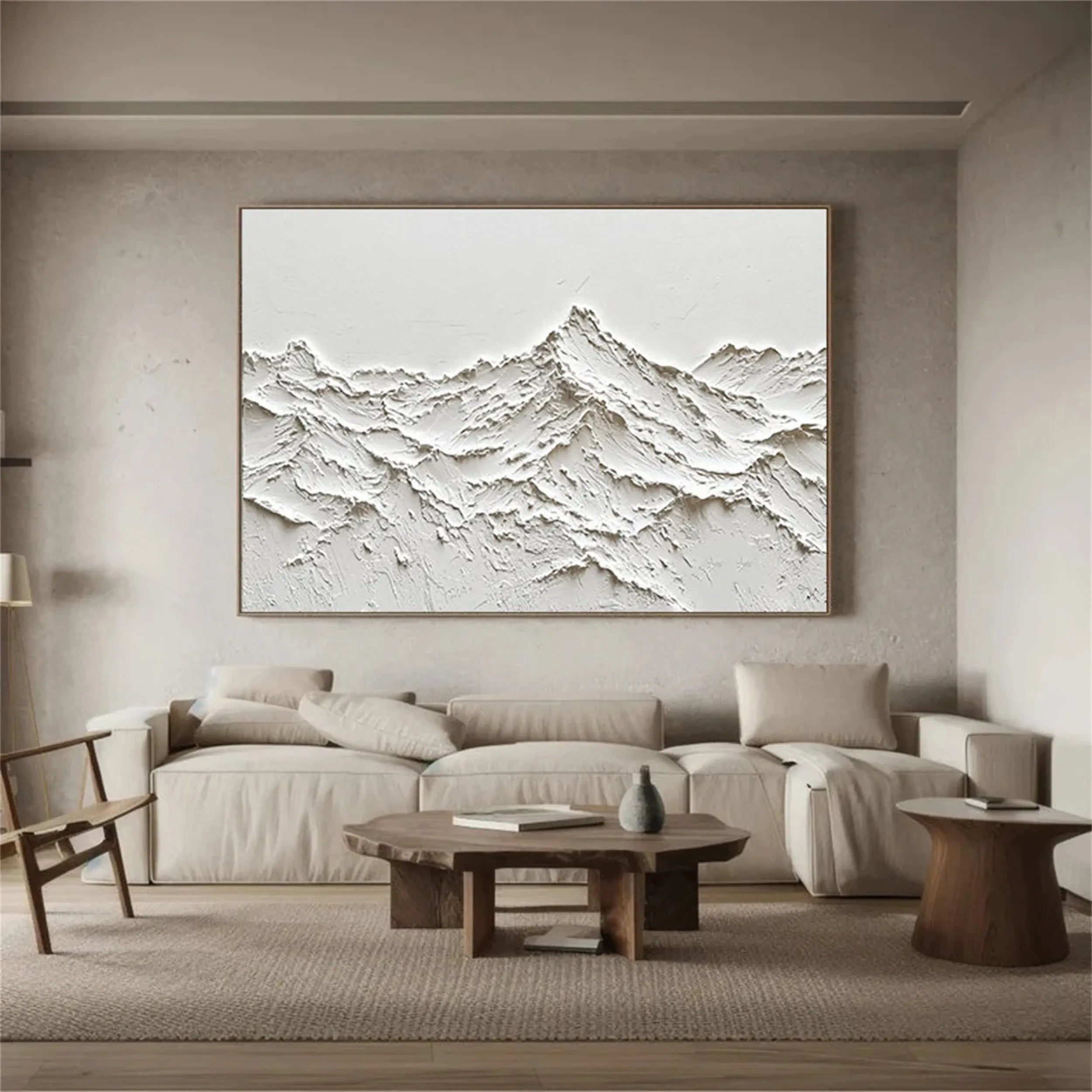 Textured Wall Art – Minimalist Mountain Landscape Canvas #JJ 411