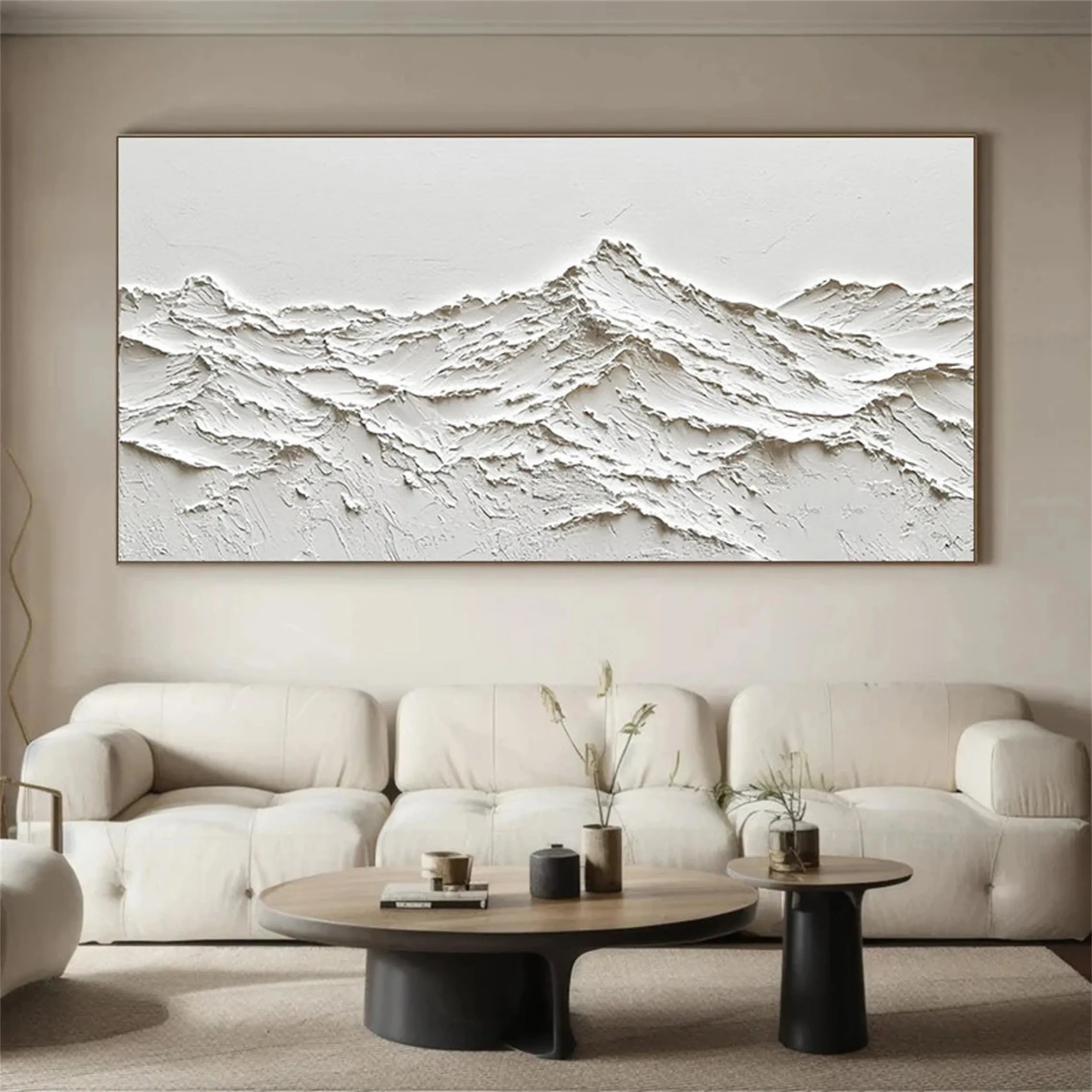 Textured Wall Art – Minimalist Mountain Landscape Canvas #JJ 411