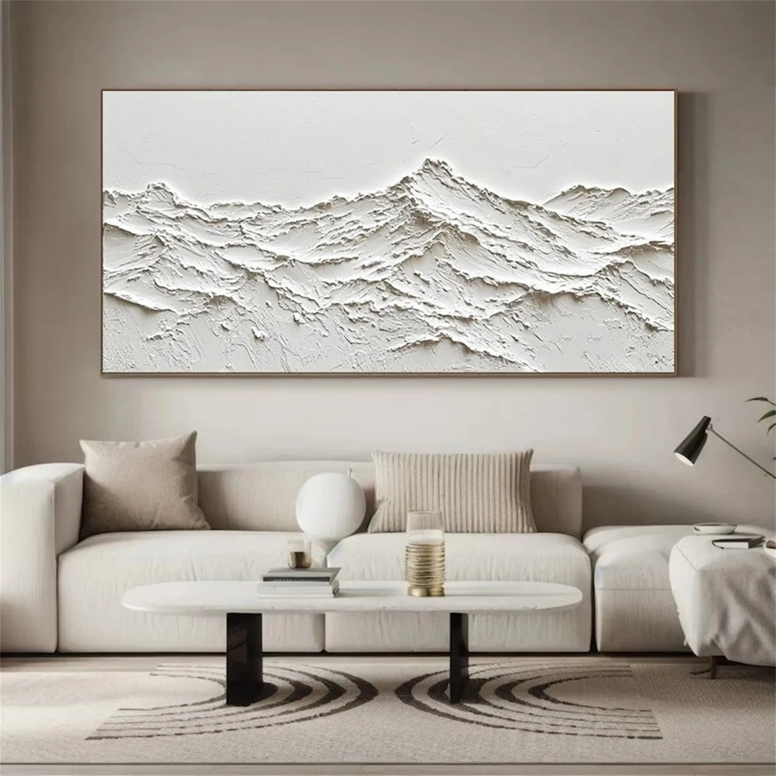 Textured Wall Art – Minimalist Mountain Landscape Canvas #JJ 411