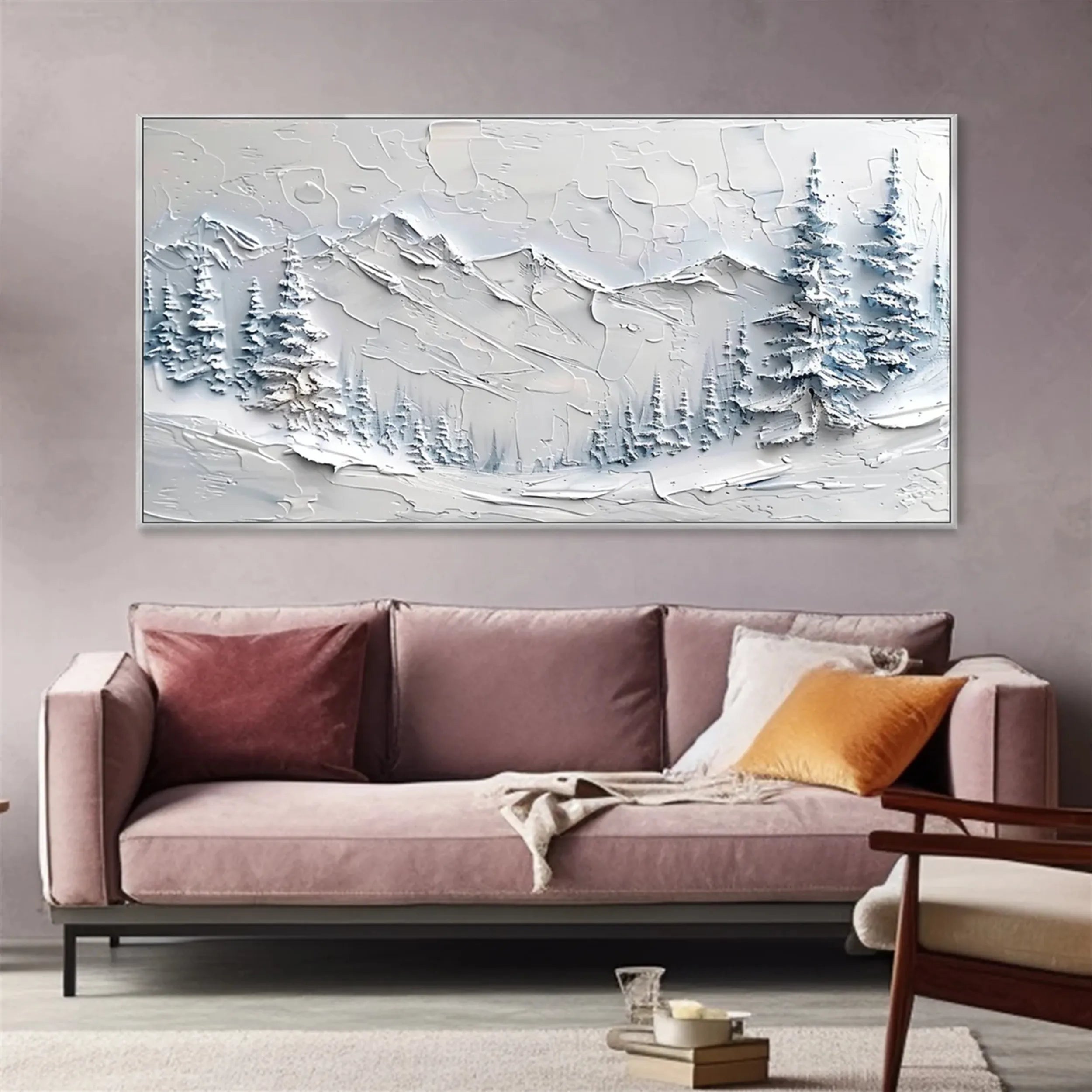 Abstract Mountain & Forest Landscape Textured Oil Painting | Modern Wall Art #JJ 383