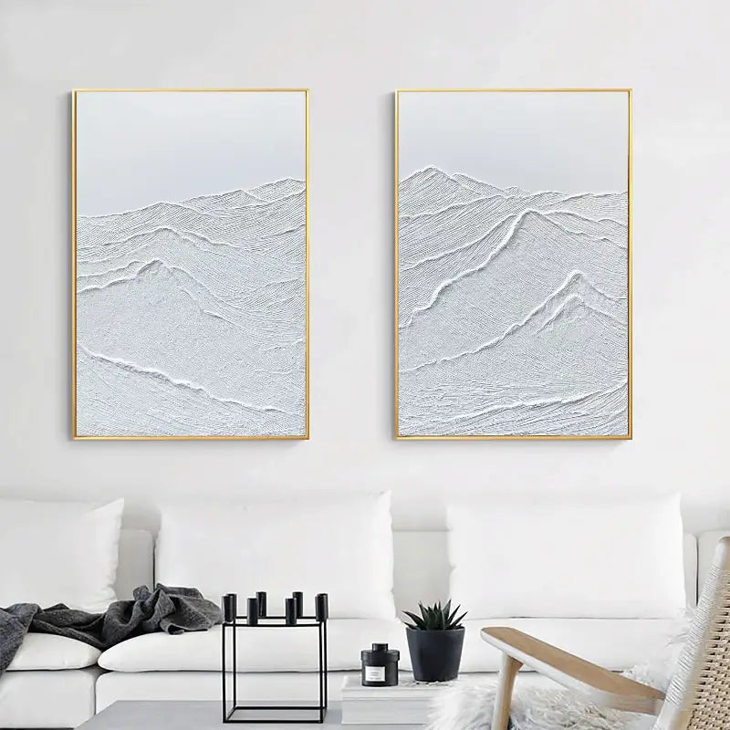 Set of 2 Textured Mountain Paintings | Minimalist Plaster Art Duo #JJ 424