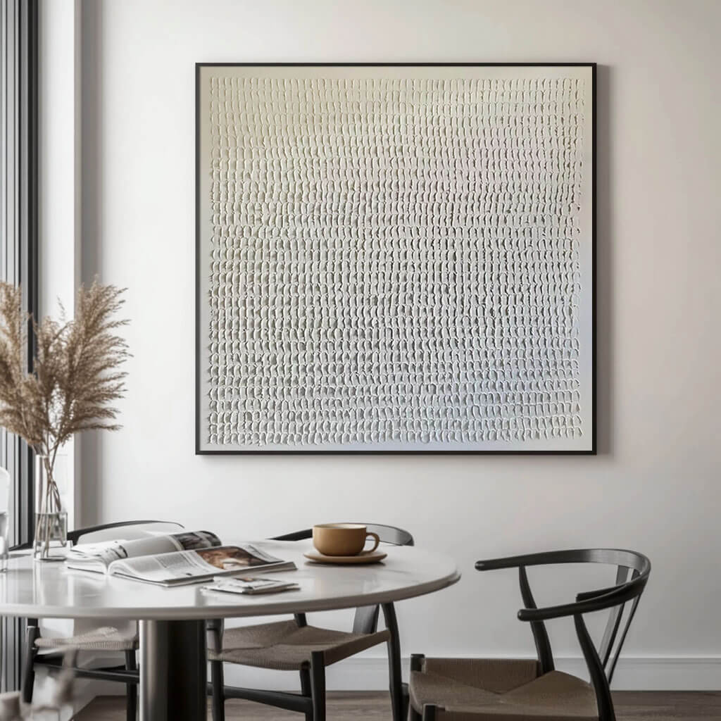 Rhythmic Textured Pattern Art | Minimalist White Canvas#AA 049