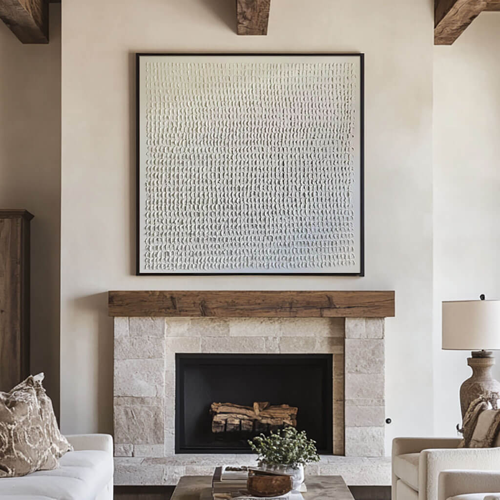 Rhythmic Textured Pattern Art | Minimalist White Canvas#AA 049