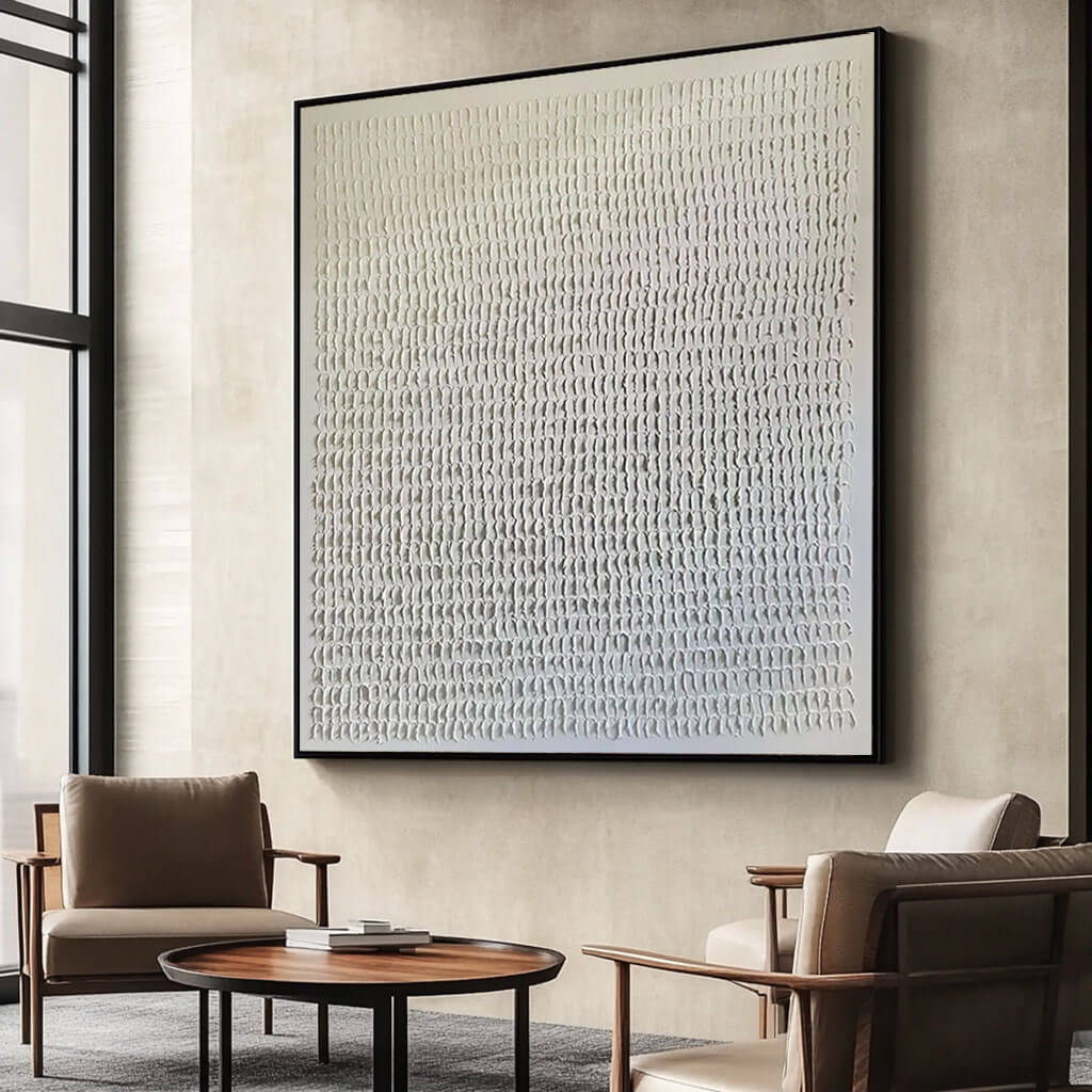 Rhythmic Textured Pattern Art | Minimalist White Canvas#AA 049