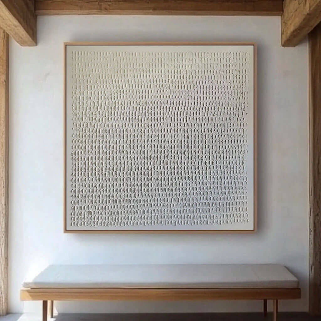 Rhythmic Textured Pattern Art | Minimalist White Canvas#AA 049