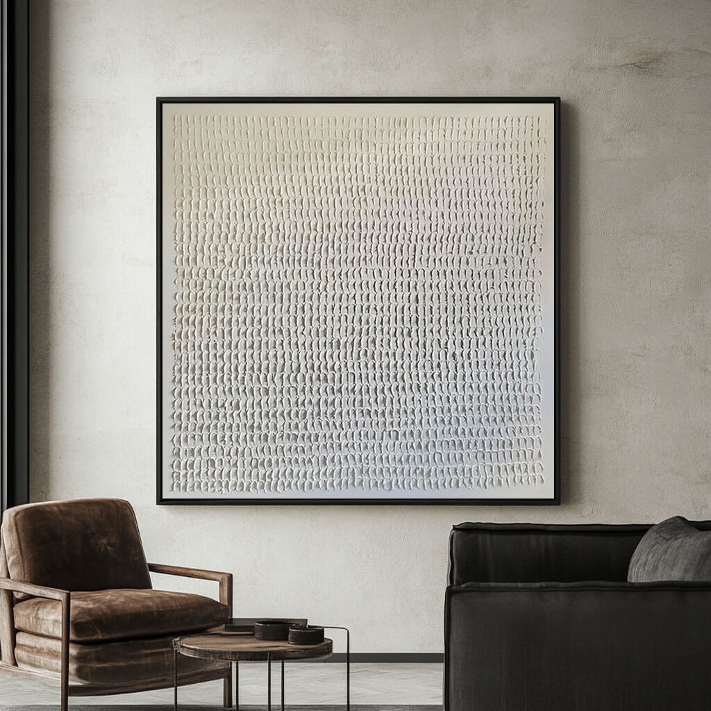 Rhythmic Textured Pattern Art | Minimalist White Canvas#AA 049