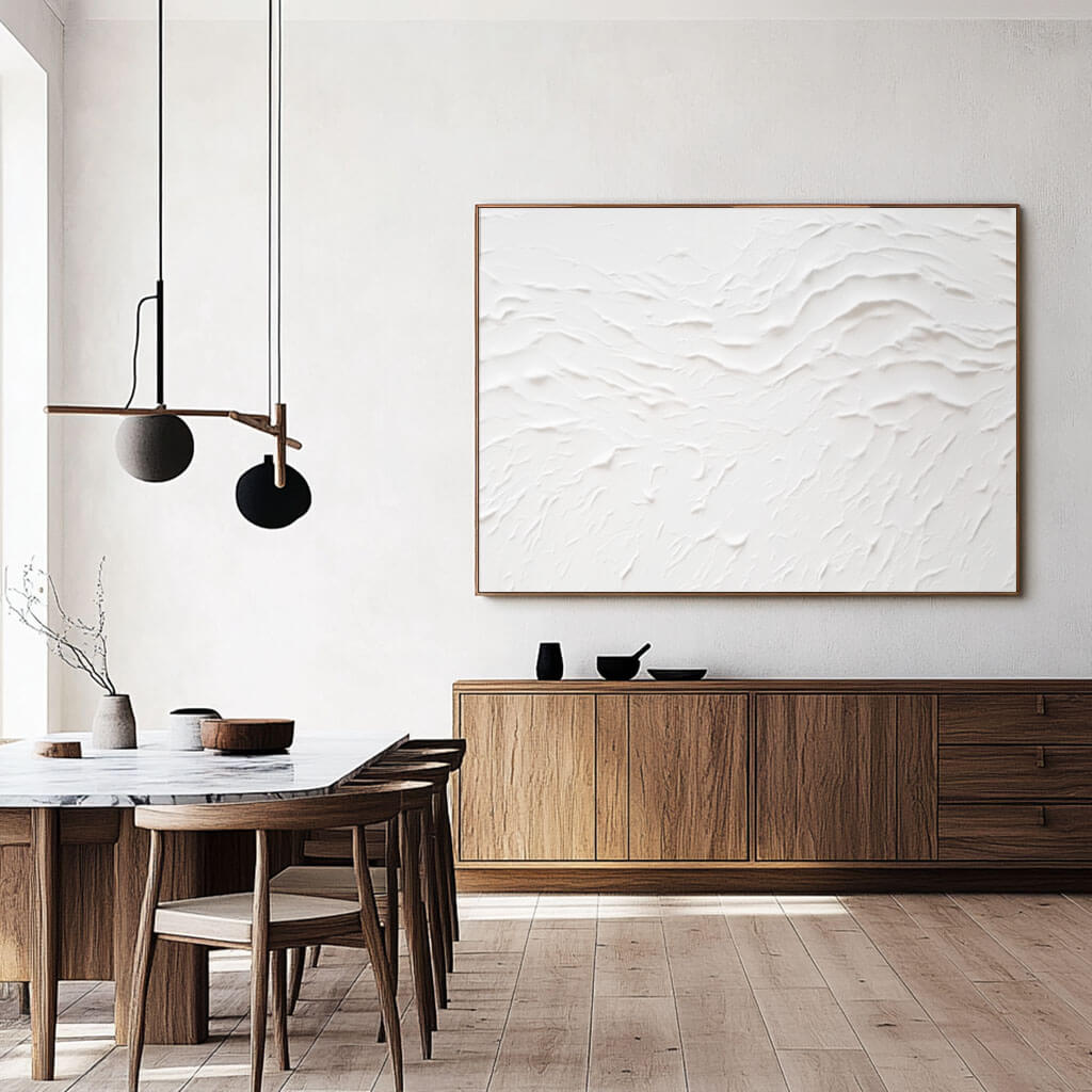 Minimalist Textured White Art | 3D Wall Painting #AA 045