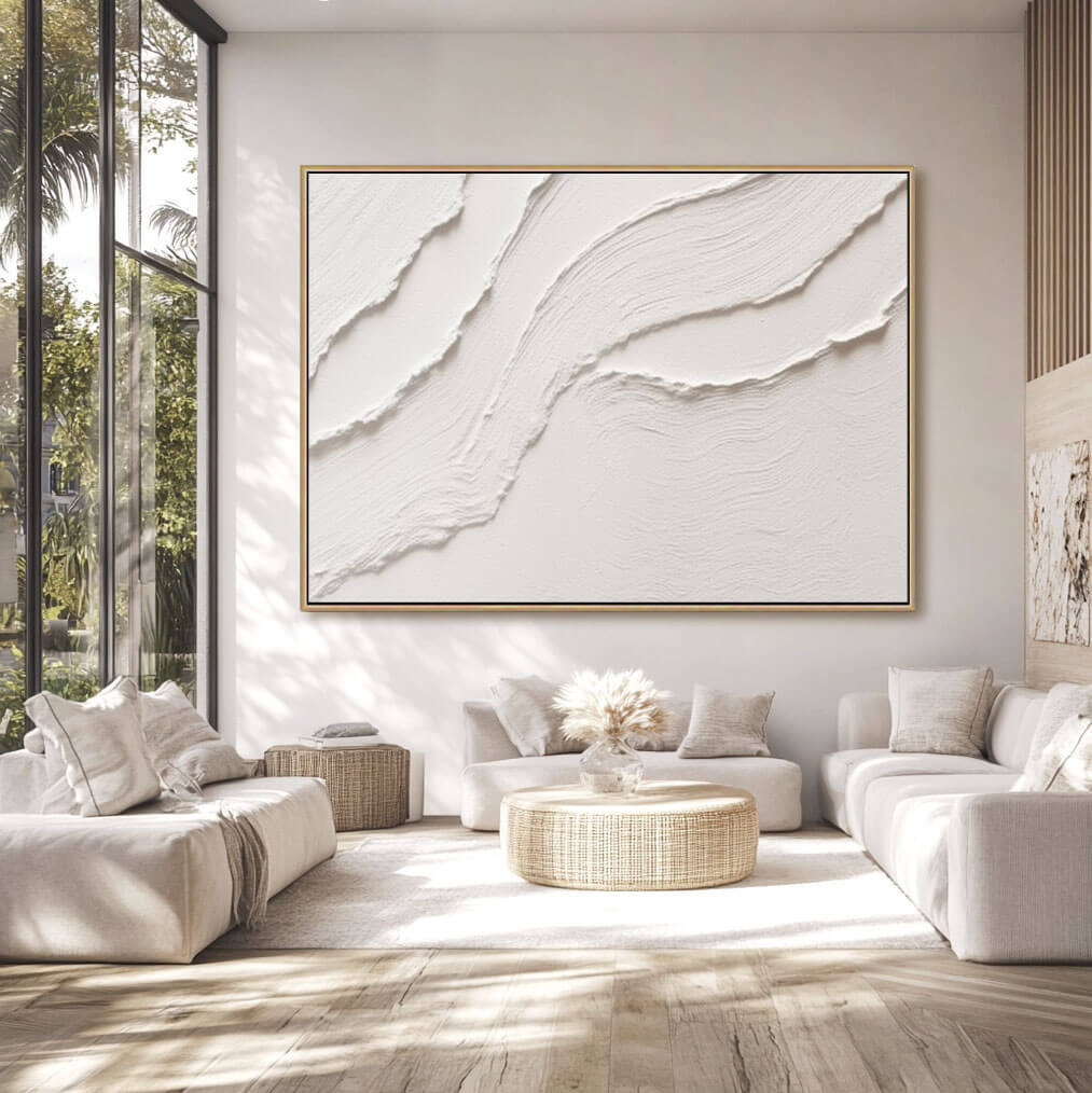 Abstract Topographic Map Art | Minimalist White Painting #AA 242