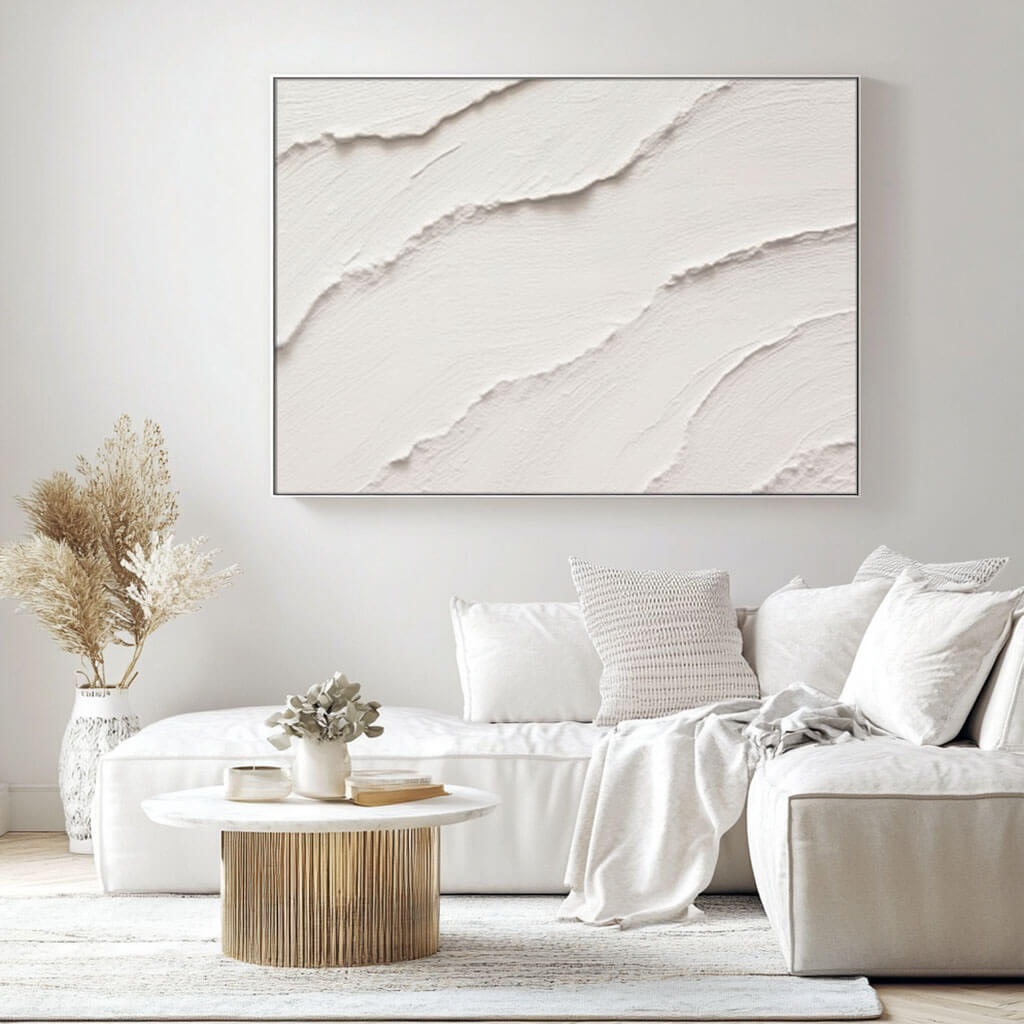 Minimalist 3D Textured White Art | Plaster Wall Painting #AA 050