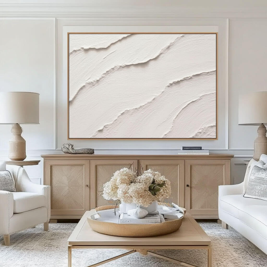 Minimalist 3D Textured White Art | Plaster Wall Painting #AA 050