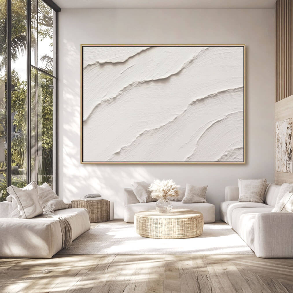 Minimalist 3D Textured White Art | Plaster Wall Painting #AA 050