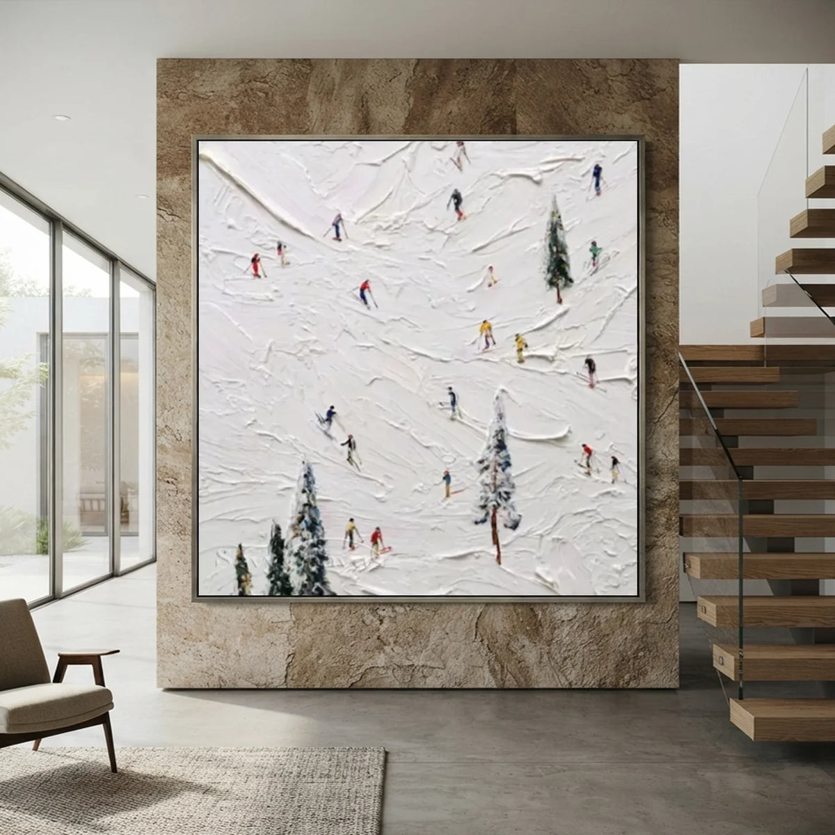 White_Skiing_Sports_Art_Textured_Painting_Canvas_MM1-for-Modern-Staircase-decor-01.webp