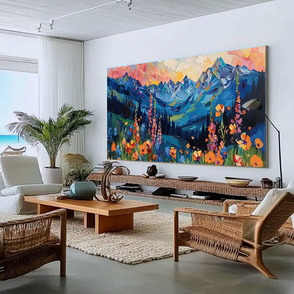 Colorful Mountain Landscape Art | Textured Wall Painting #AA 021