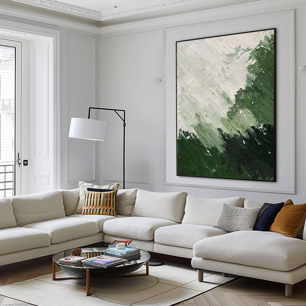 Green & White Impasto Painting | Textured Palette Knife Art #AA 044